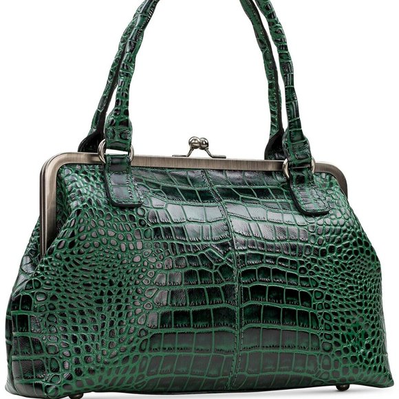 NWT Patricia Nash Green Crocodile print Leather Satchel Crossbody - Picture 6 of 6